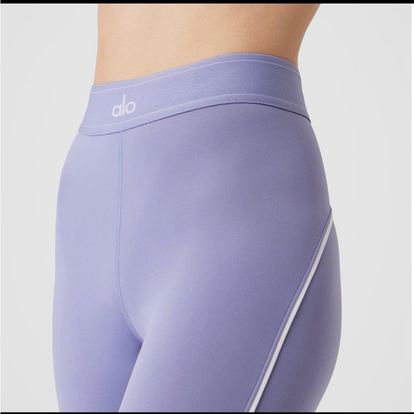 ALO Airlift High-Waist Suit Up Legging - Lilac Blue/ White - Picture 2 of 4